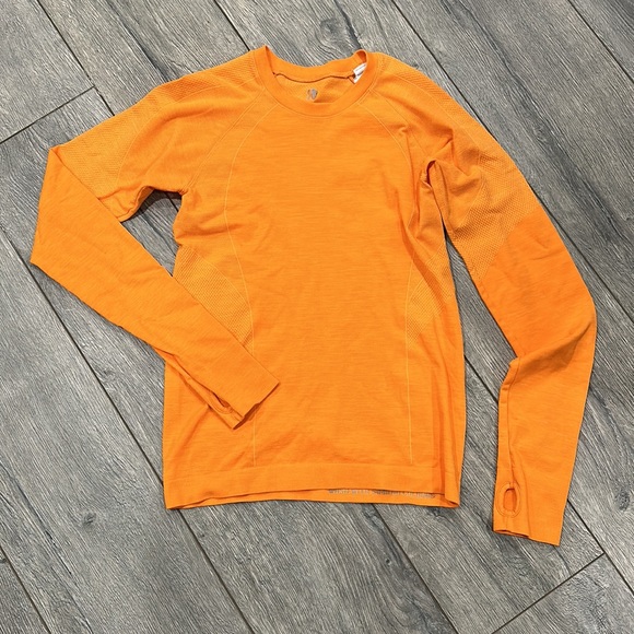 • Sweaty Betty • Long Sleeve Seamless Athletic Workout Top Murcott Orange Small - Picture 4 of 6